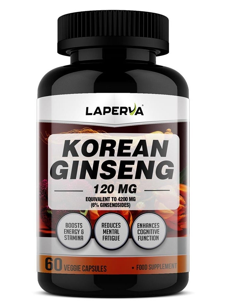 Laperva Korean Ginseng - 60 Veggie Capsules, Boosts Energy, Focus, & Cognitive Performance - Image 1